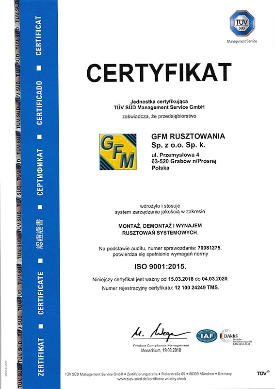 Certyfikat ISO 9001 - kontynuacja