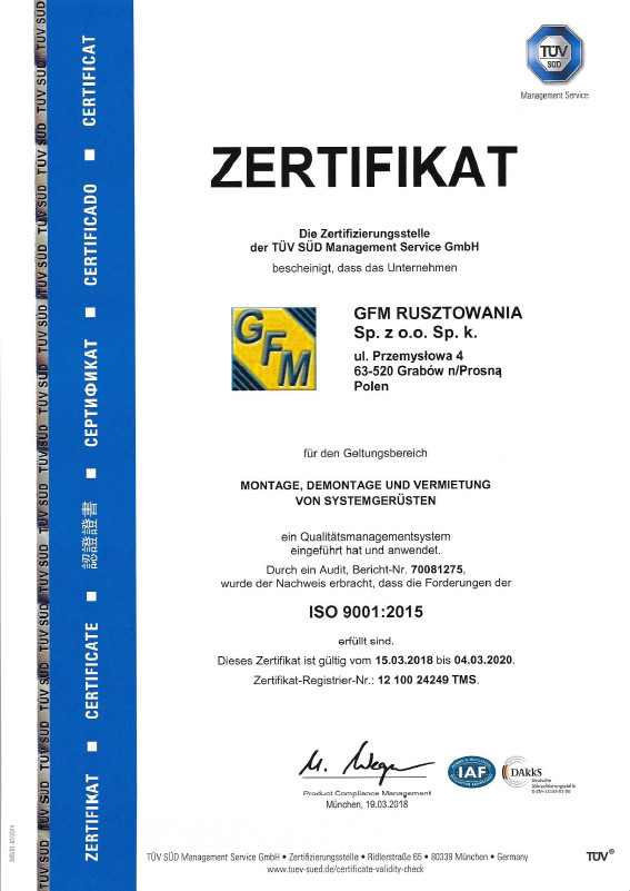 Certyfikat TÜV